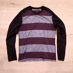 Lululemon Surge Warm Crew Rulu - Bold Stripe Black Cherry Heathered Deep Navy